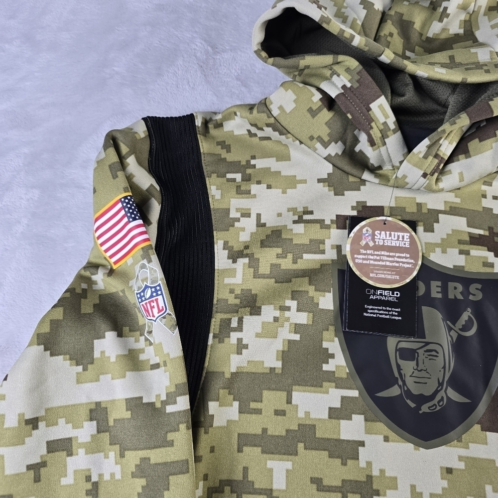 Nike Boys Raiders Salute To Service Green Camo Geometric Hoddie sz Lg (14/16) - Picture 4 of 7